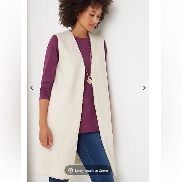 New - J Jill Pure Jill Long Teddy Vest - Picture 4 of 6